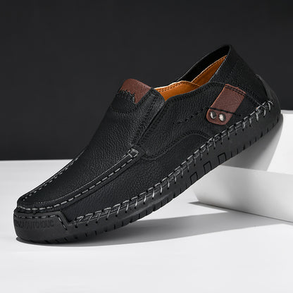 Men's Hand-Stitched Leather Loafers Slip-On Casual Shoes