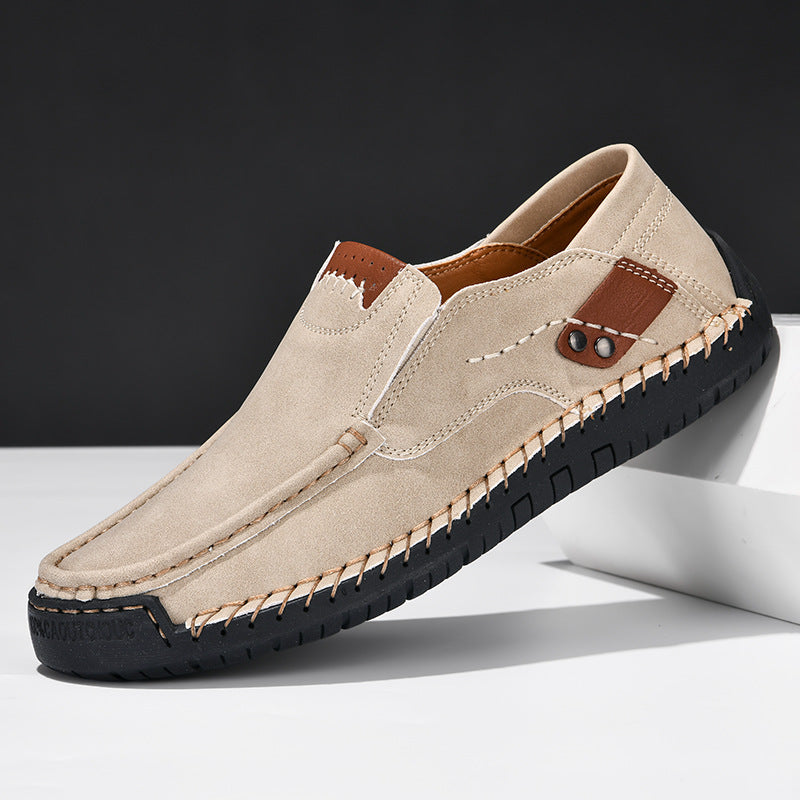 Men's Hand-Stitched Leather Loafers Slip-On Casual Shoes