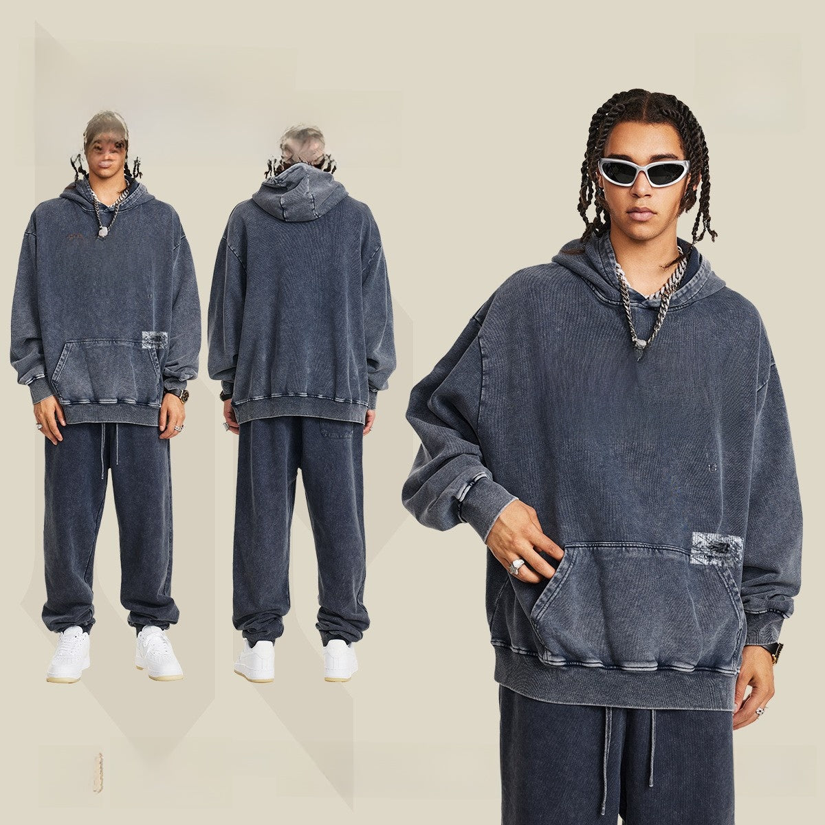 Men's Heavyweight Retro Hooded Sweatshirt