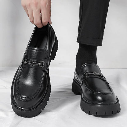 Men's Height Increasing Leather Loafers Patent Leather Casual Shoes