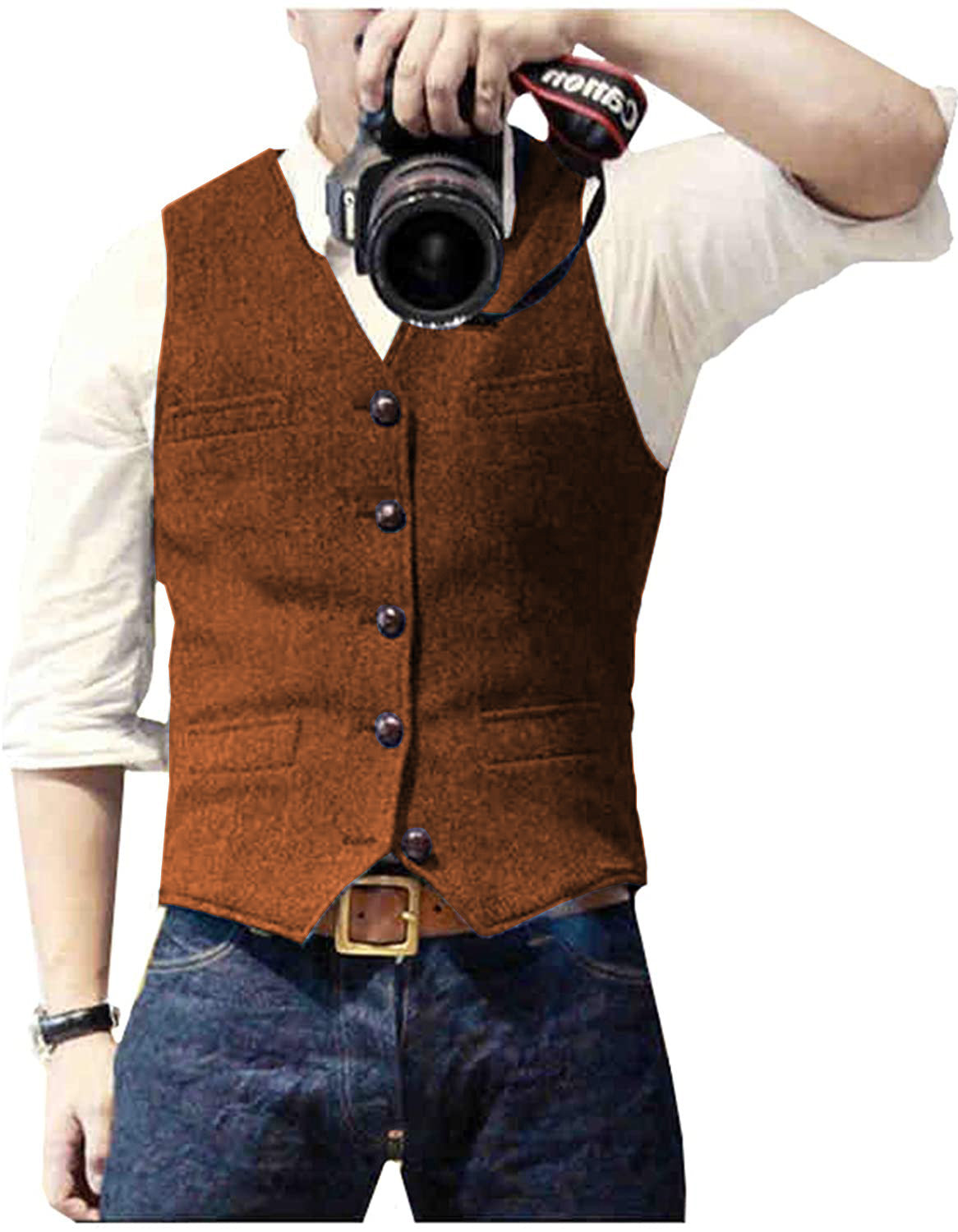 Men's Herringbone Vest Light Business Casual Slim Fit