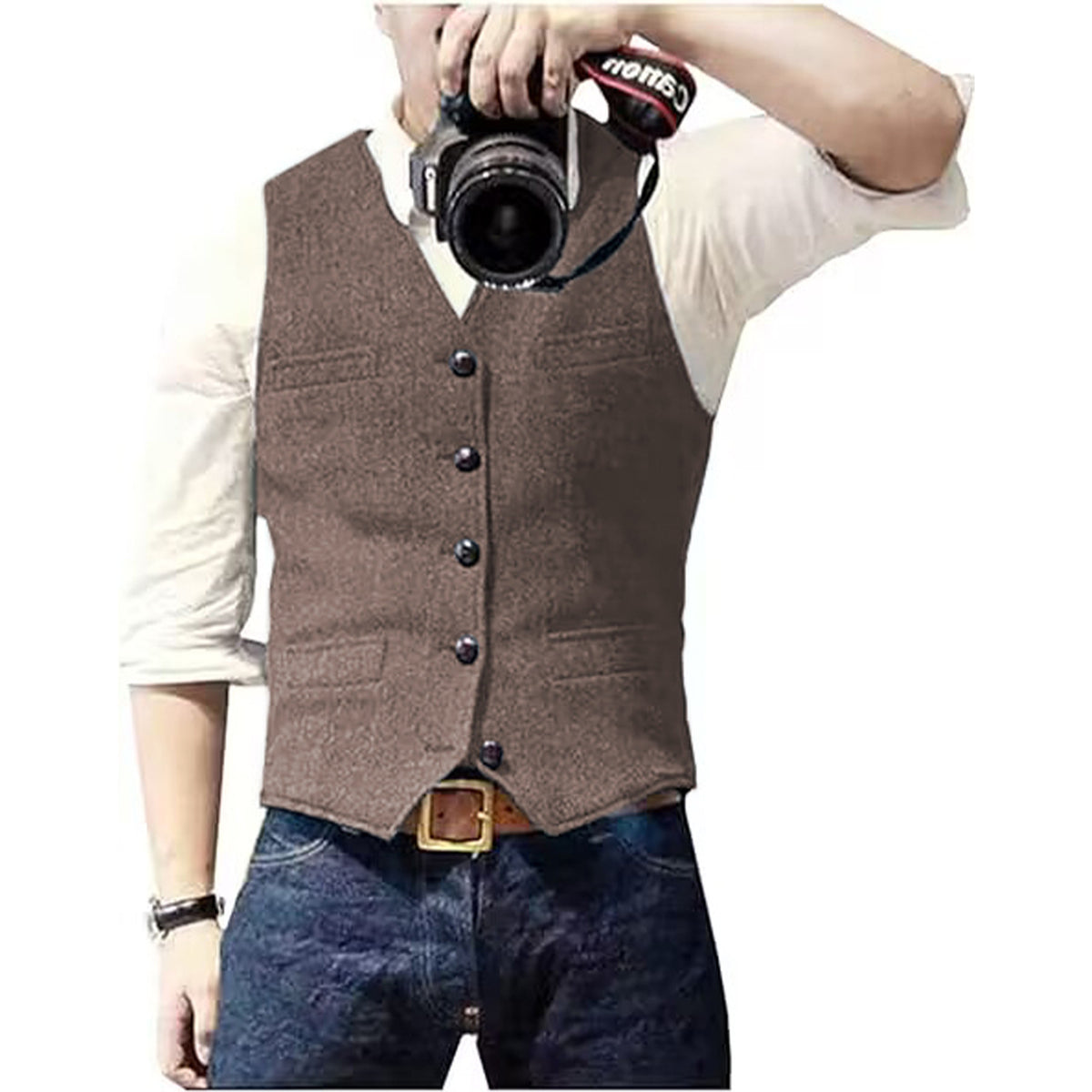 Men's Herringbone Vest Light Business Casual Slim Fit