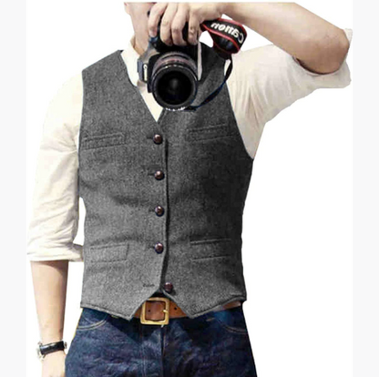 Men's Herringbone Vest Light Business Casual Slim Fit