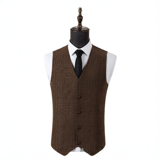 Men's Herringbone Vest Light Business Casual Slim Fit