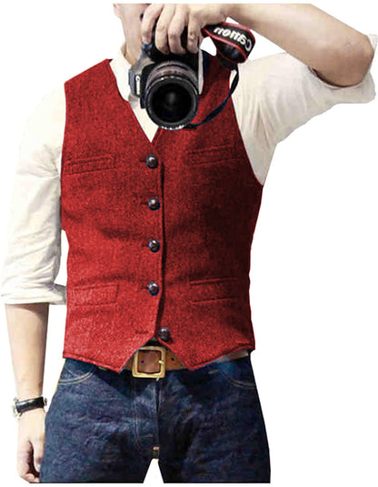 Men's Herringbone Vest Light Business Casual Slim Fit