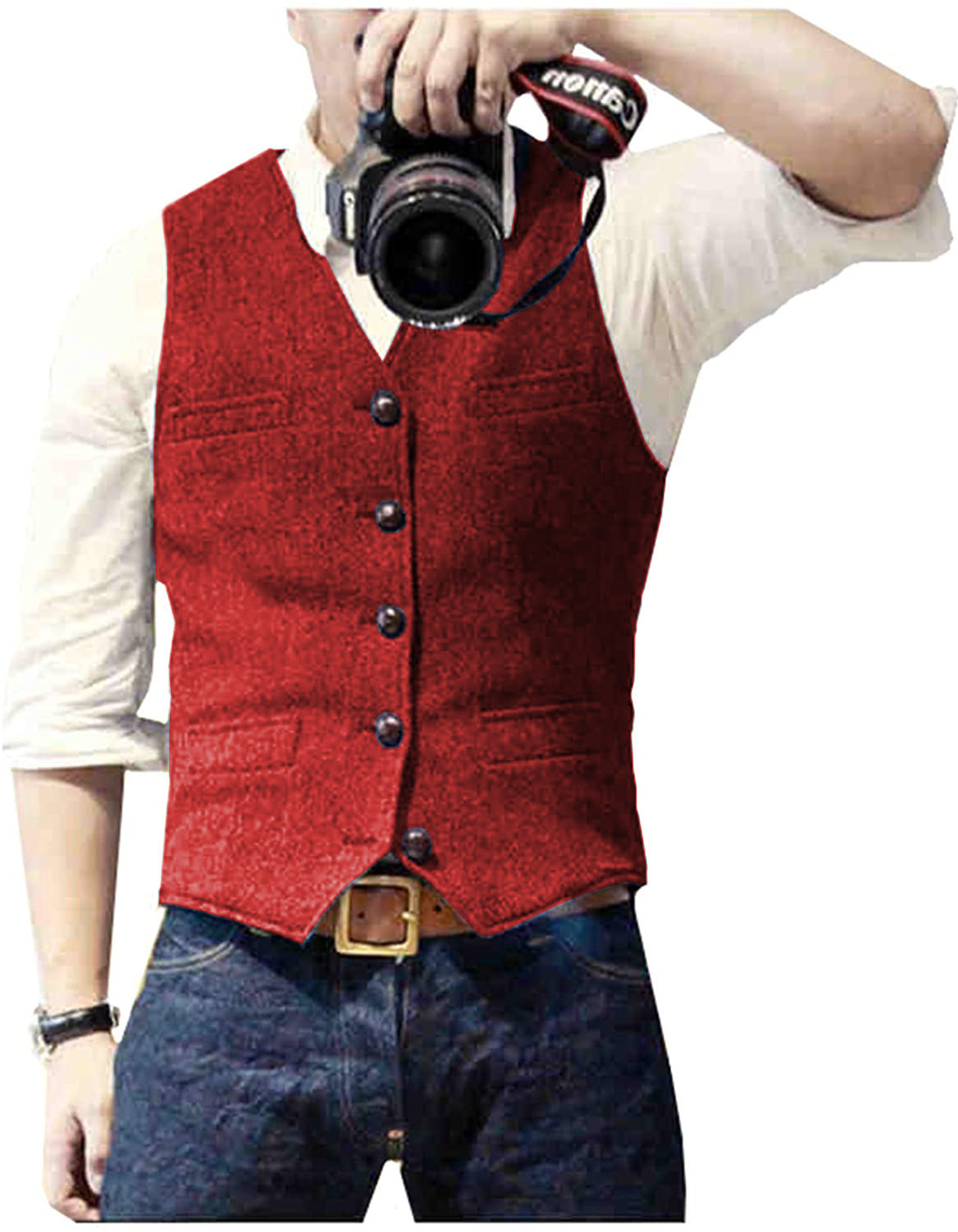 Men's Herringbone Vest Light Business Casual Slim Fit