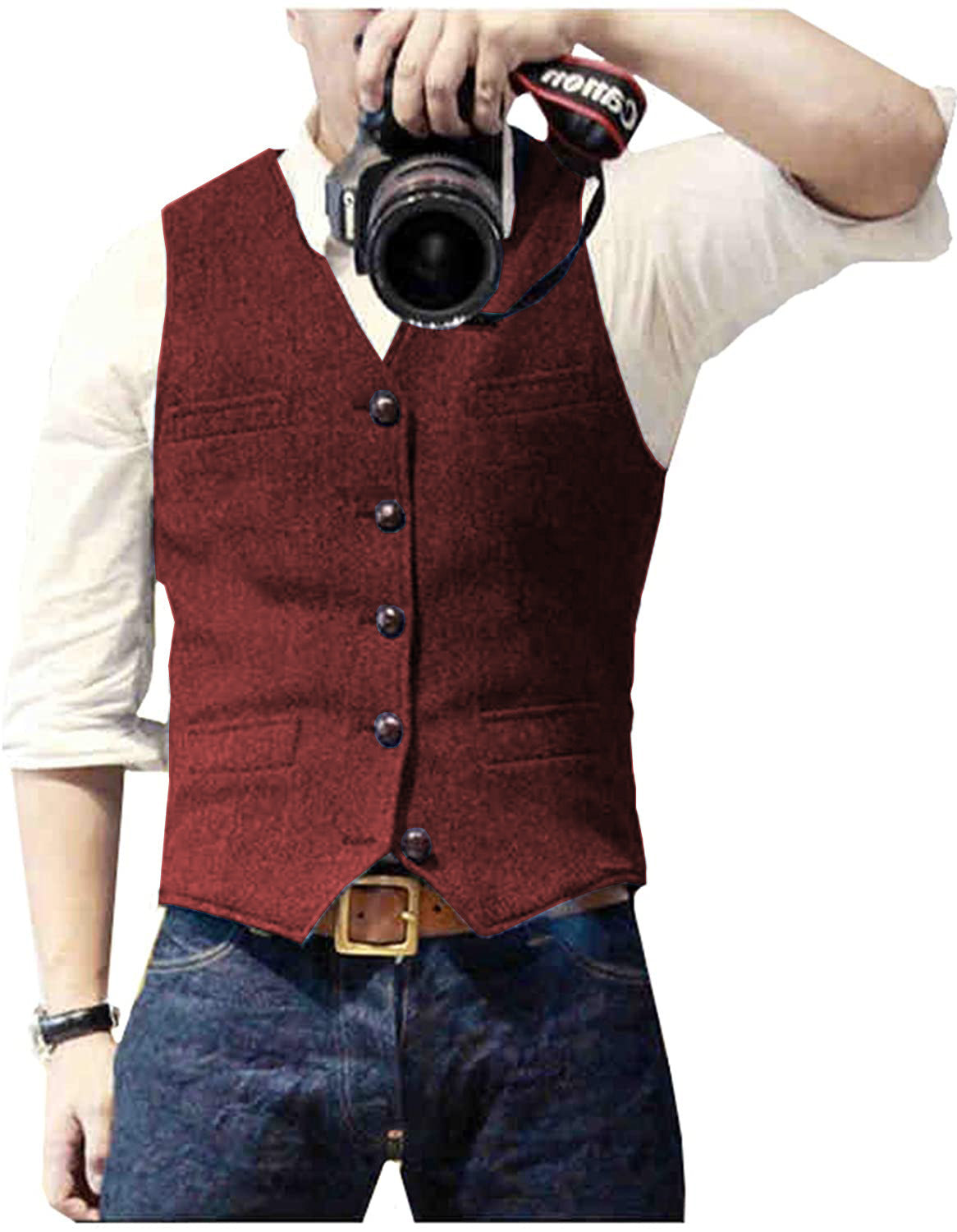 Men's Herringbone Vest Light Business Casual Slim Fit