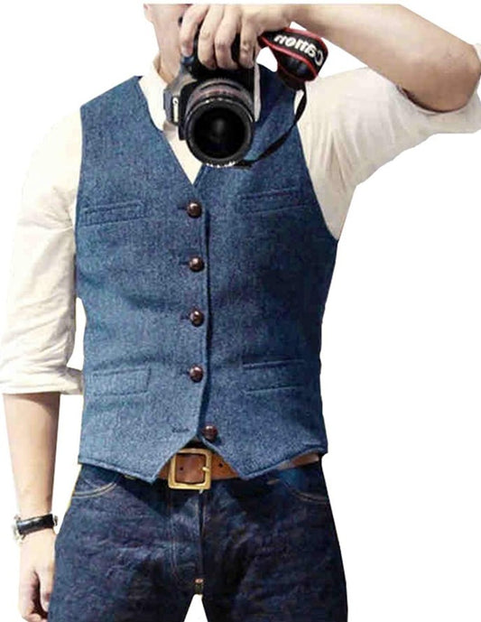 Men's Herringbone Vest Light Business Casual Slim Fit