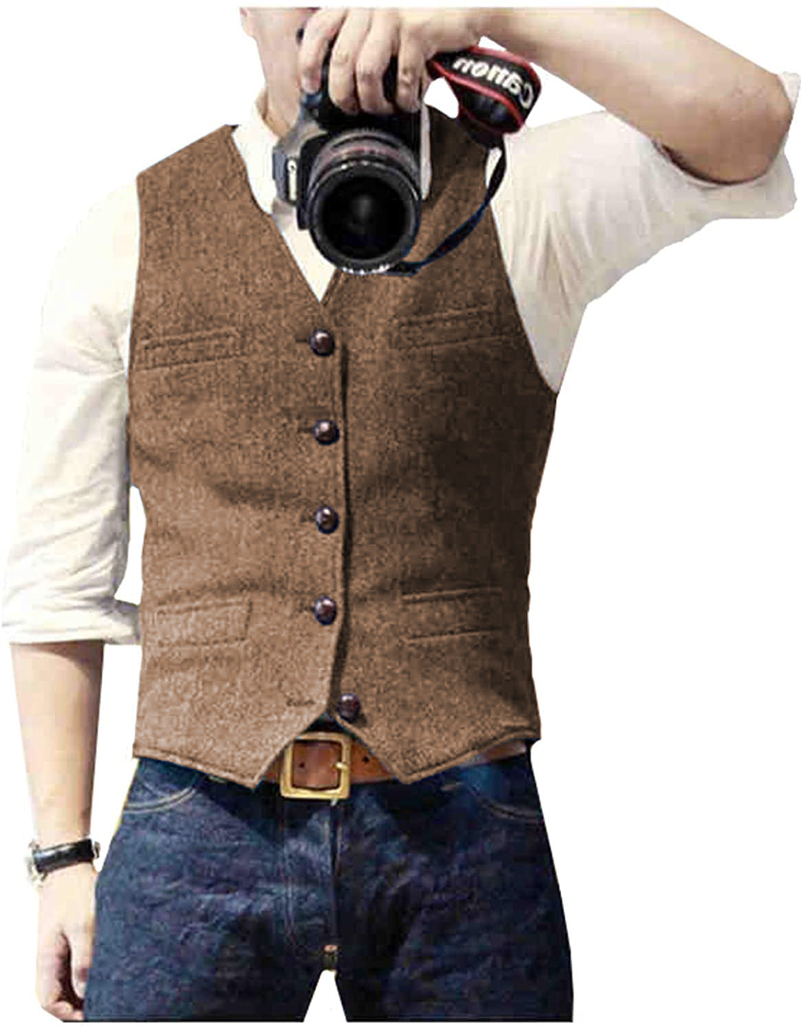 Men's Herringbone Vest Light Business Casual Slim Fit