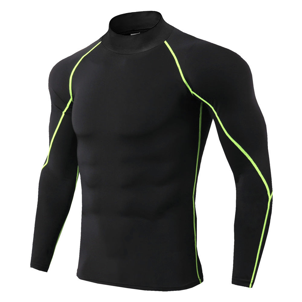 Men's High-Neck Fitness Long-Sleeve Sportshirt