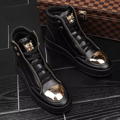 Men's High Top Leather Casual Boots