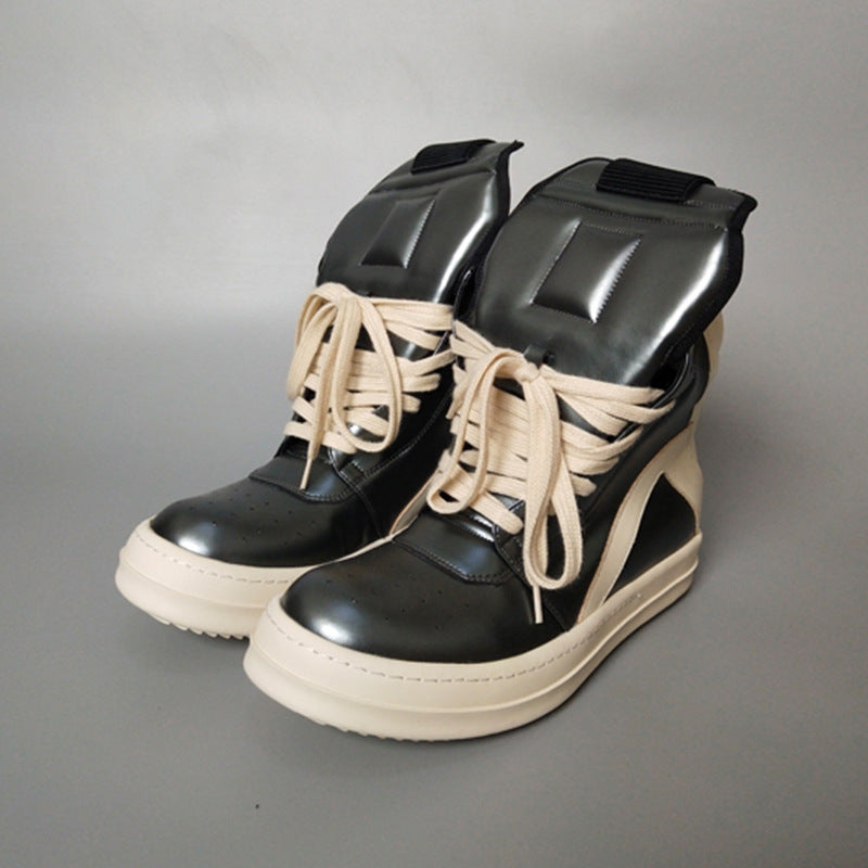 Men's High-Top Leather Shoes with Thick Sole