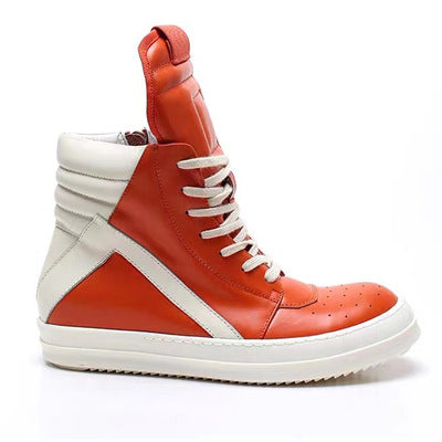 Men's High-Top Leather Shoes with Thick Sole