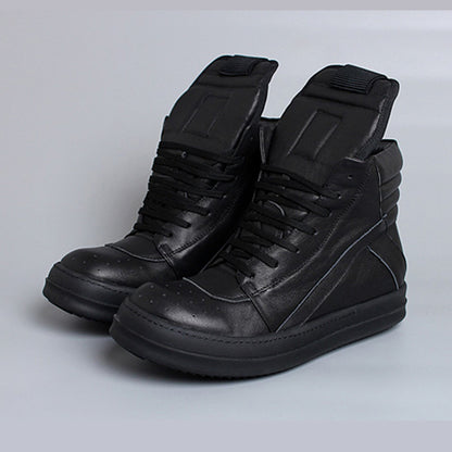 Men's High-Top Leather Shoes with Thick Sole