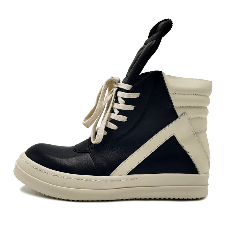 Men's High-Top Leather Shoes with Thick Sole