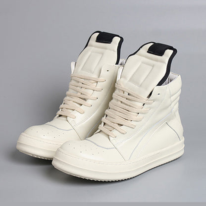 Men's High-Top Leather Shoes with Thick Sole