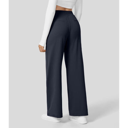 Men's High-Waisted Straight-Leg Casual Pants with Side Pockets