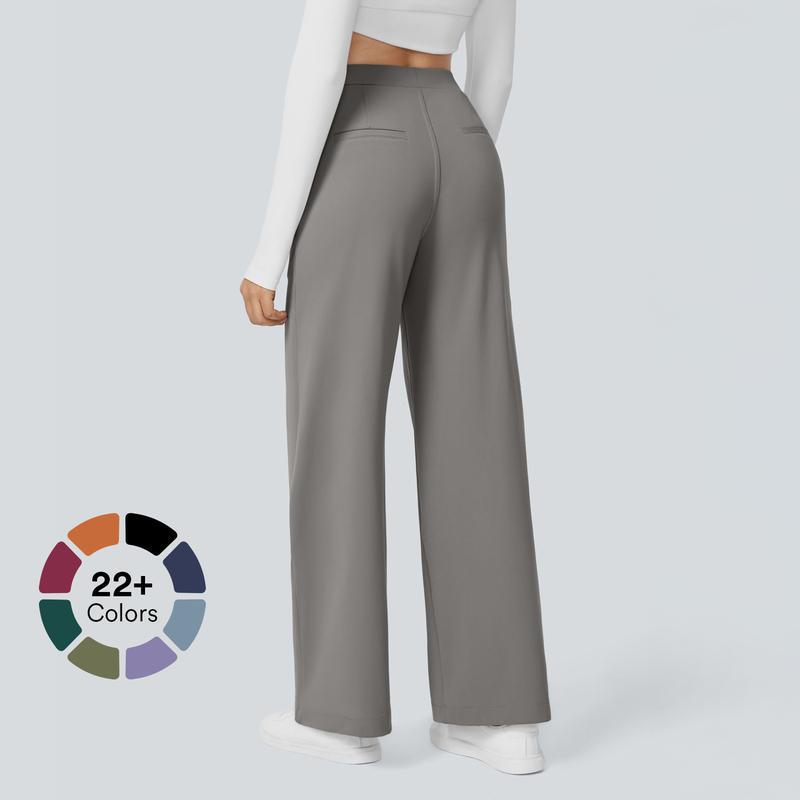 Men's High-Waisted Straight-Leg Casual Pants with Side Pockets