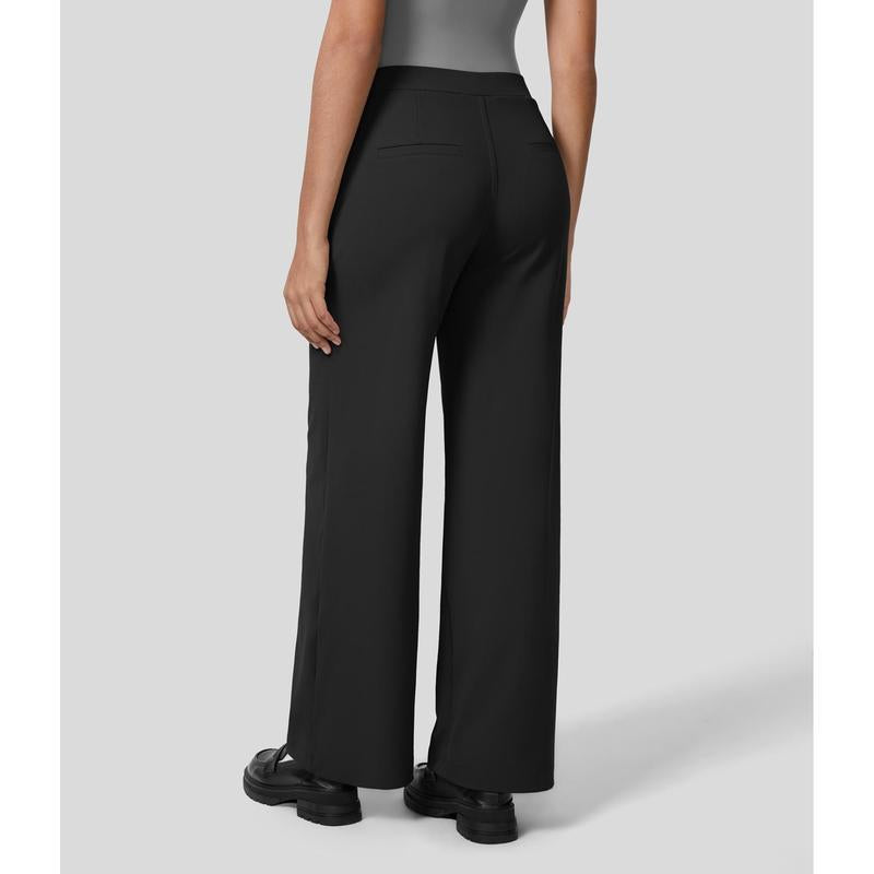 Men's High-Waisted Straight-Leg Casual Pants with Side Pockets