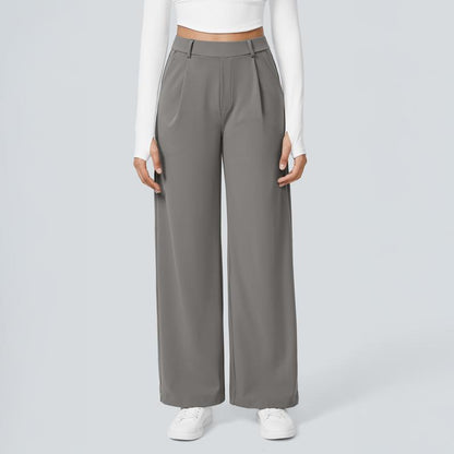 Men's High-Waisted Straight-Leg Casual Pants with Side Pockets