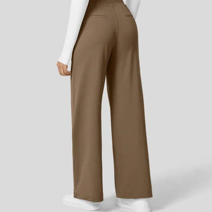 Men's High-Waisted Straight-Leg Casual Pants with Side Pockets