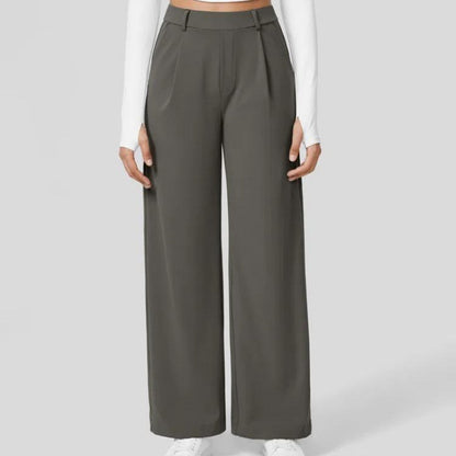 Men's High-Waisted Straight-Leg Casual Pants with Side Pockets
