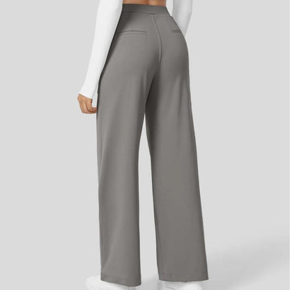 Men's High-Waisted Straight-Leg Casual Pants with Side Pockets