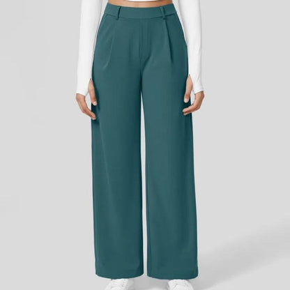 Men's High-Waisted Straight-Leg Casual Pants with Side Pockets