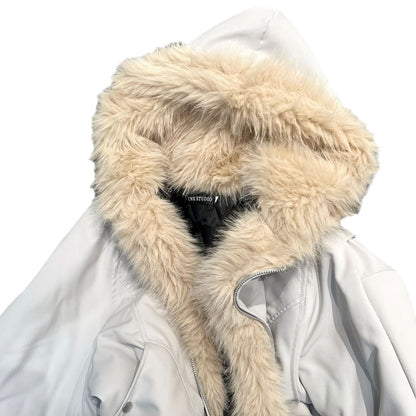 Men's Hooded Fur Collar Cotton Jacket Winter Warm Loose Fit