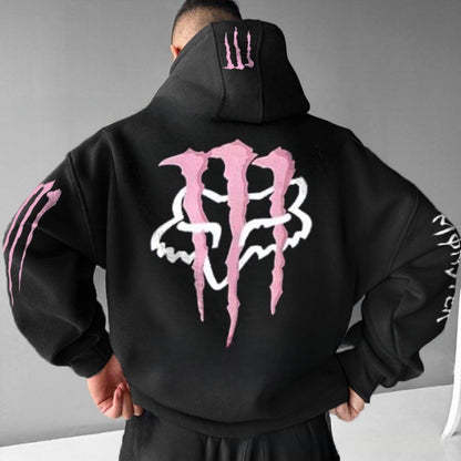 Men's hooded sweatshirt with scratch print