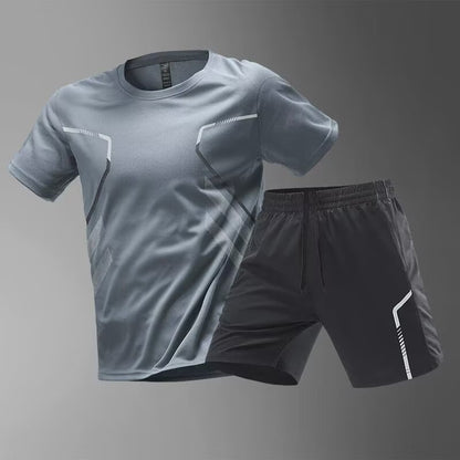 Men's ice silk quick-drying clothes fitness short sleeves and shorts