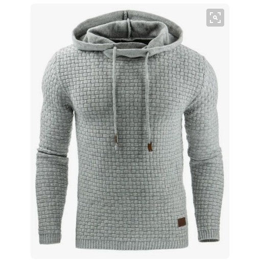 Men's jacquard long-sleeved hooded shirt