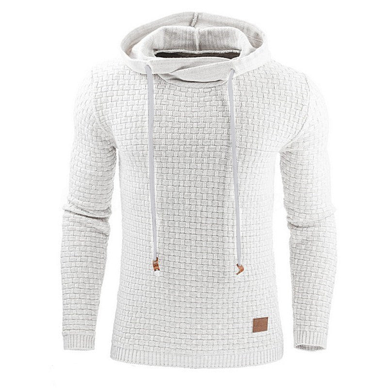 Men's jacquard long-sleeved hooded shirt