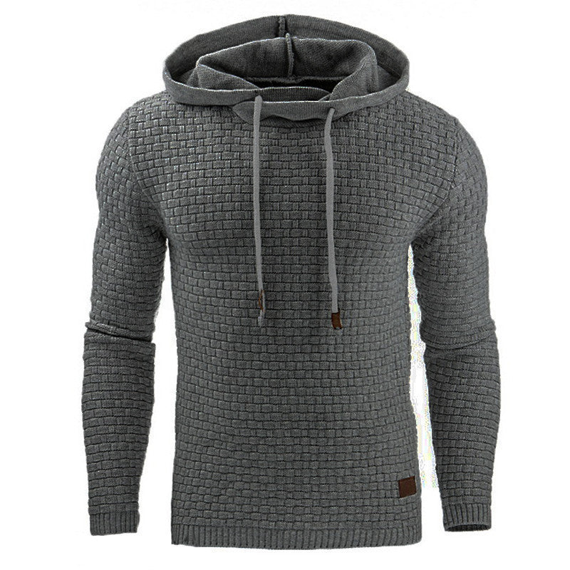 Men's jacquard long-sleeved hooded shirt