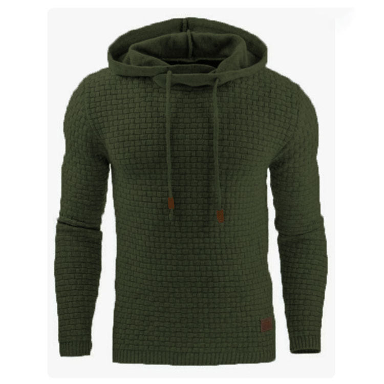 Men's jacquard long-sleeved hooded shirt