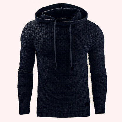 Men's jacquard long-sleeved hooded shirt