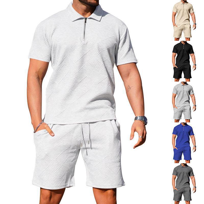 Men's Jacquard Polo Short Sleeve Set