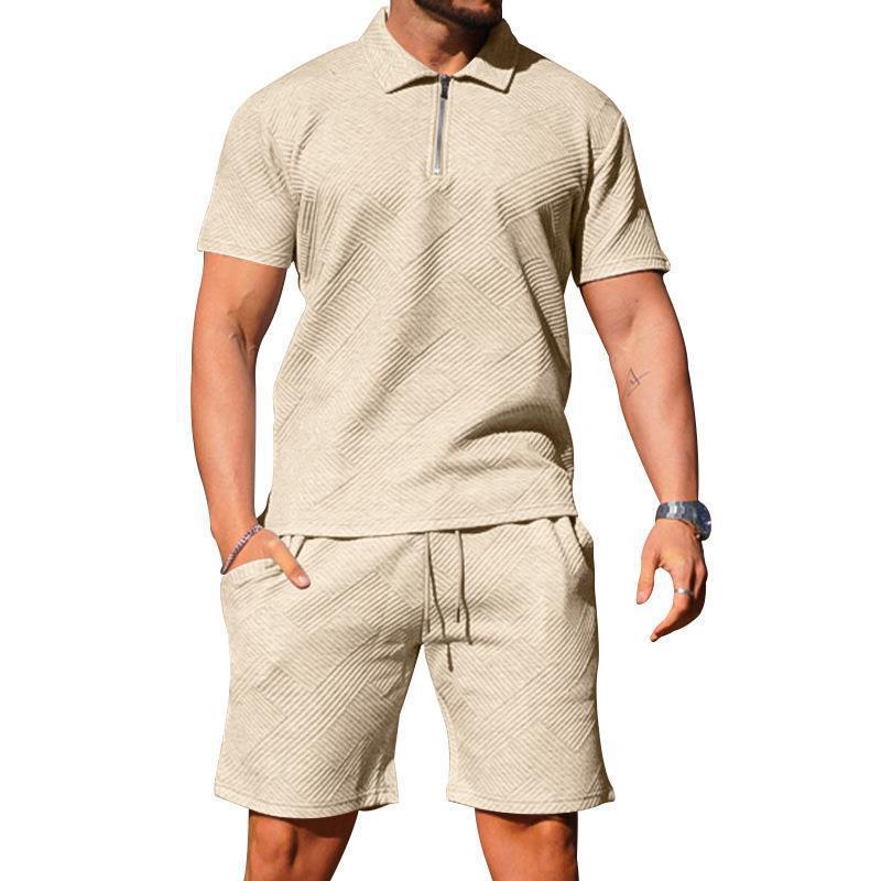 Men's Jacquard Polo Short Sleeve Set