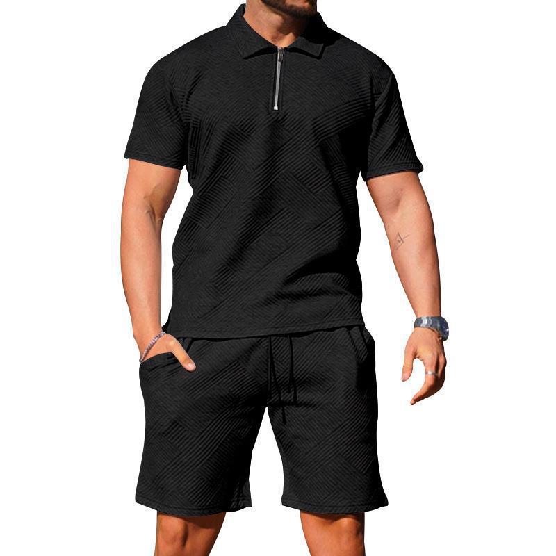 Men's Jacquard Polo Short Sleeve Set