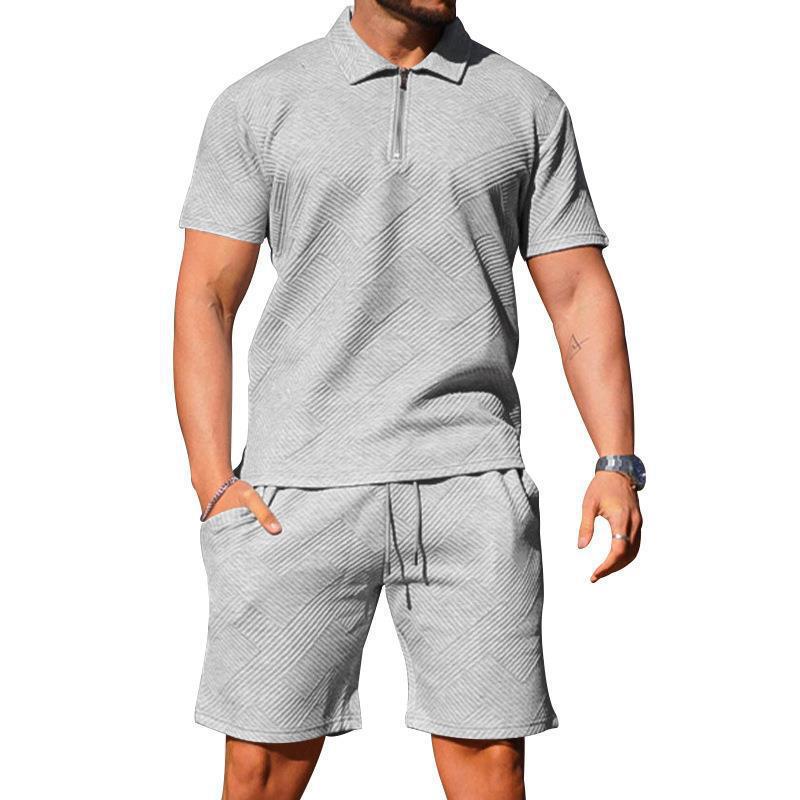 Men's Jacquard Polo Short Sleeve Set