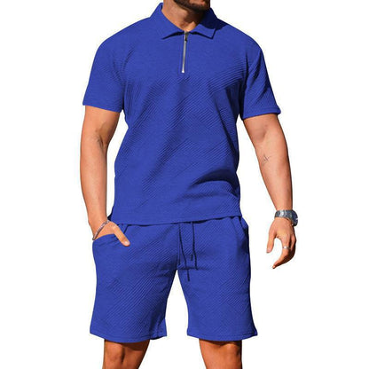 Men's Jacquard Polo Short Sleeve Set