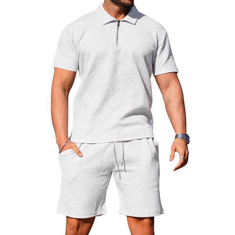 Men's Jacquard Polo Short Sleeve Set