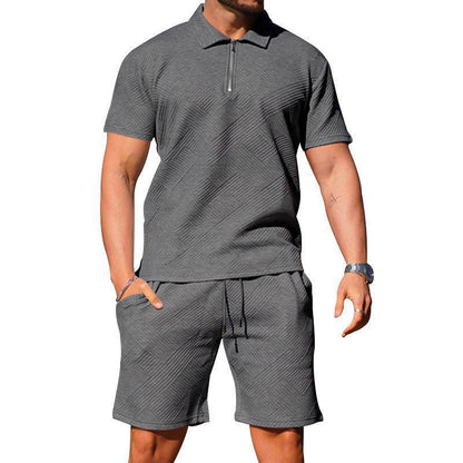 Men's Jacquard Polo Short Sleeve Set