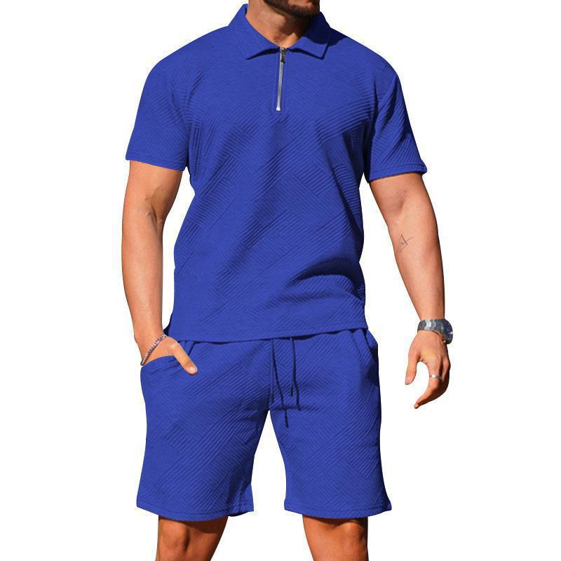 Men's Jacquard Polo Short Sleeve Set