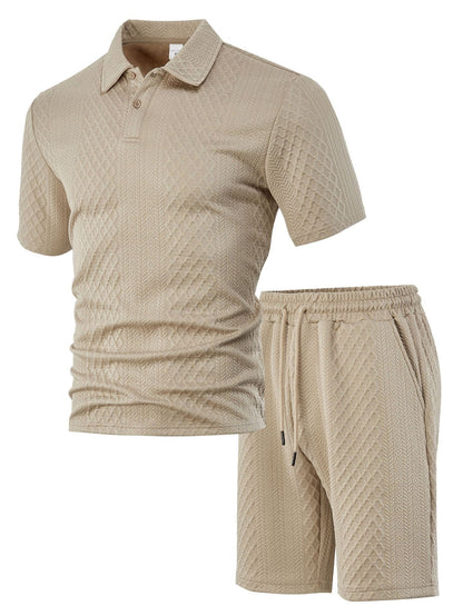 Men's Jacquard Polo Shorts Set