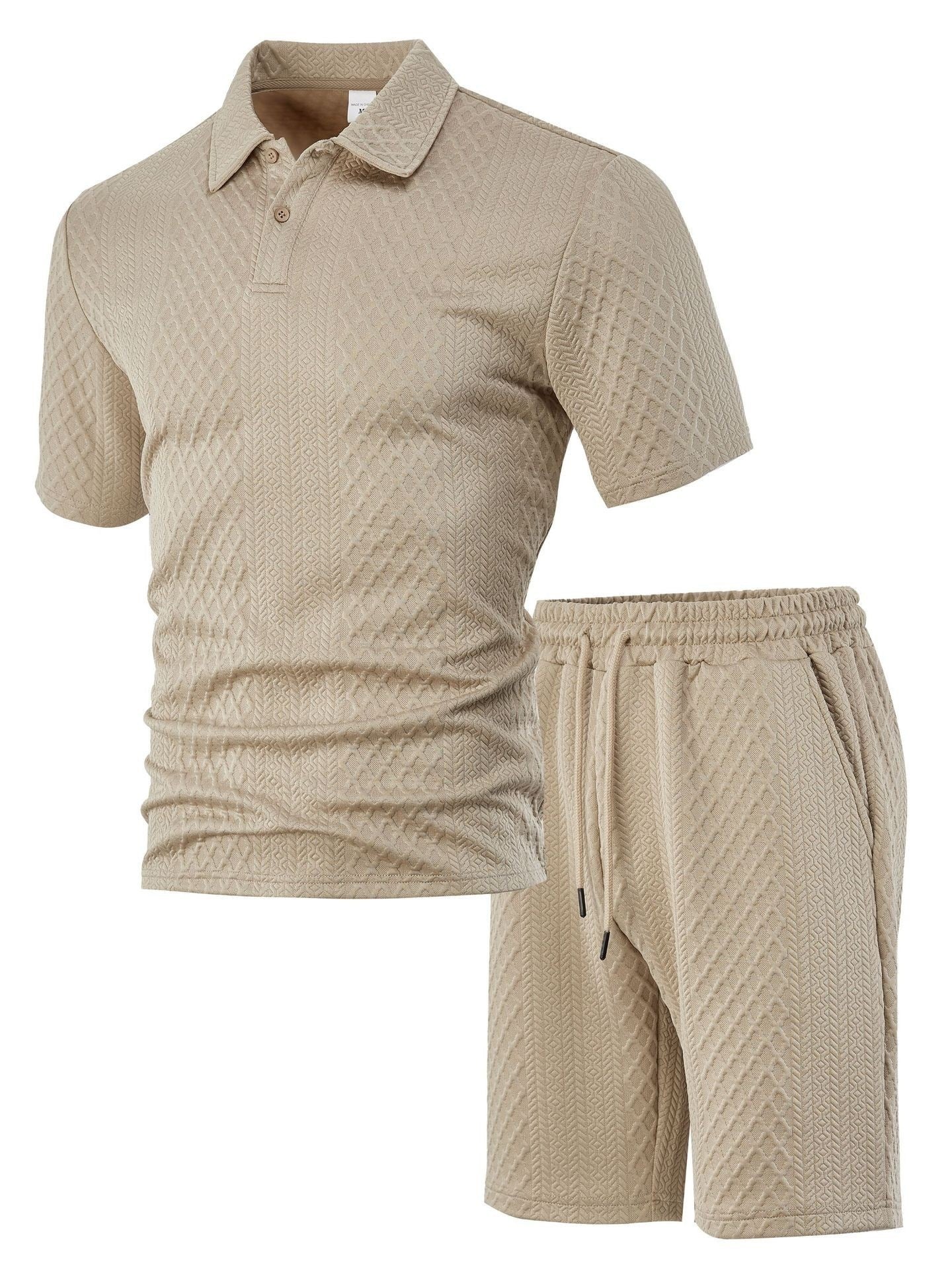 Men's Jacquard Polo Shorts Set