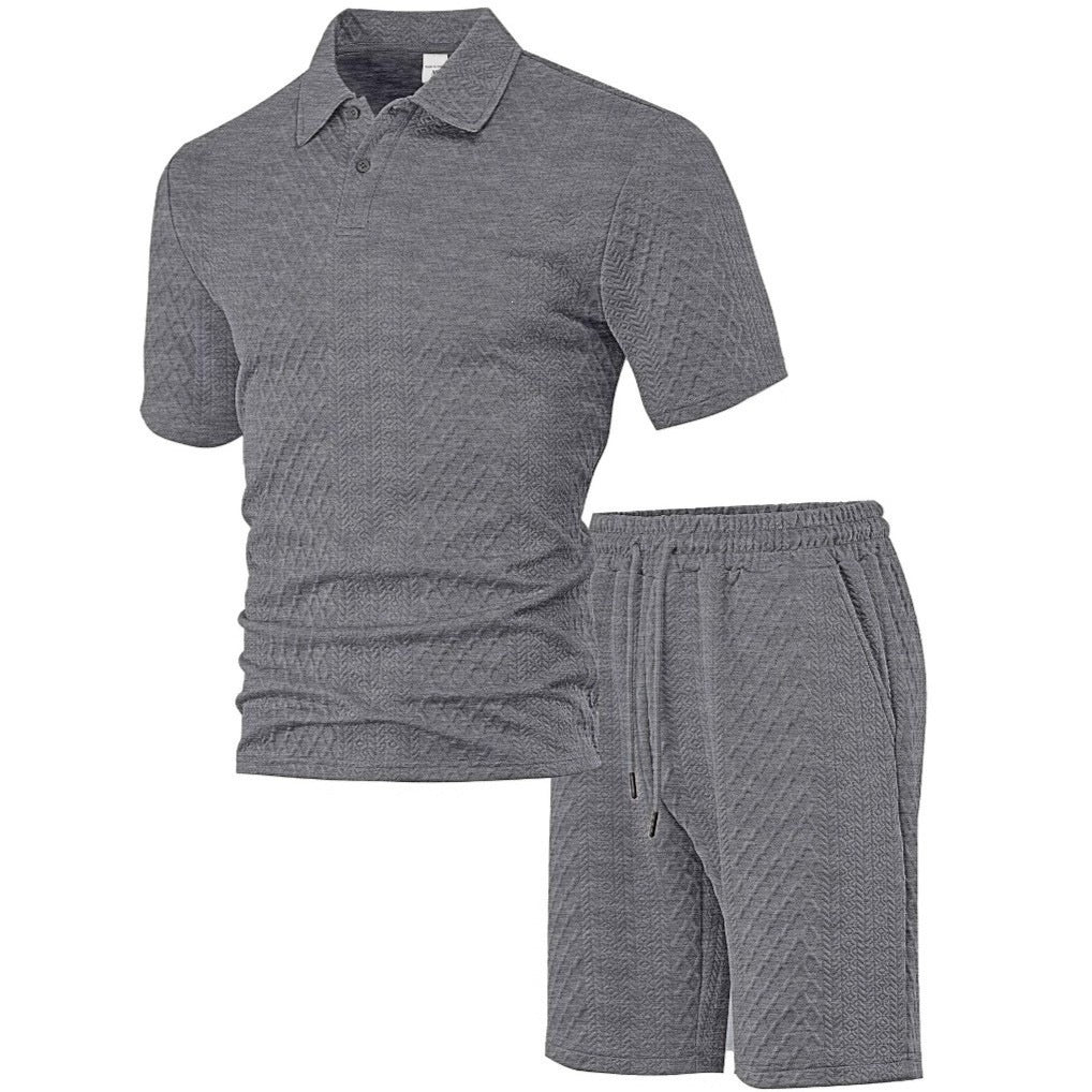 Men's Jacquard Polo Shorts Set