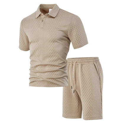 Men's Jacquard Polo Shorts Set