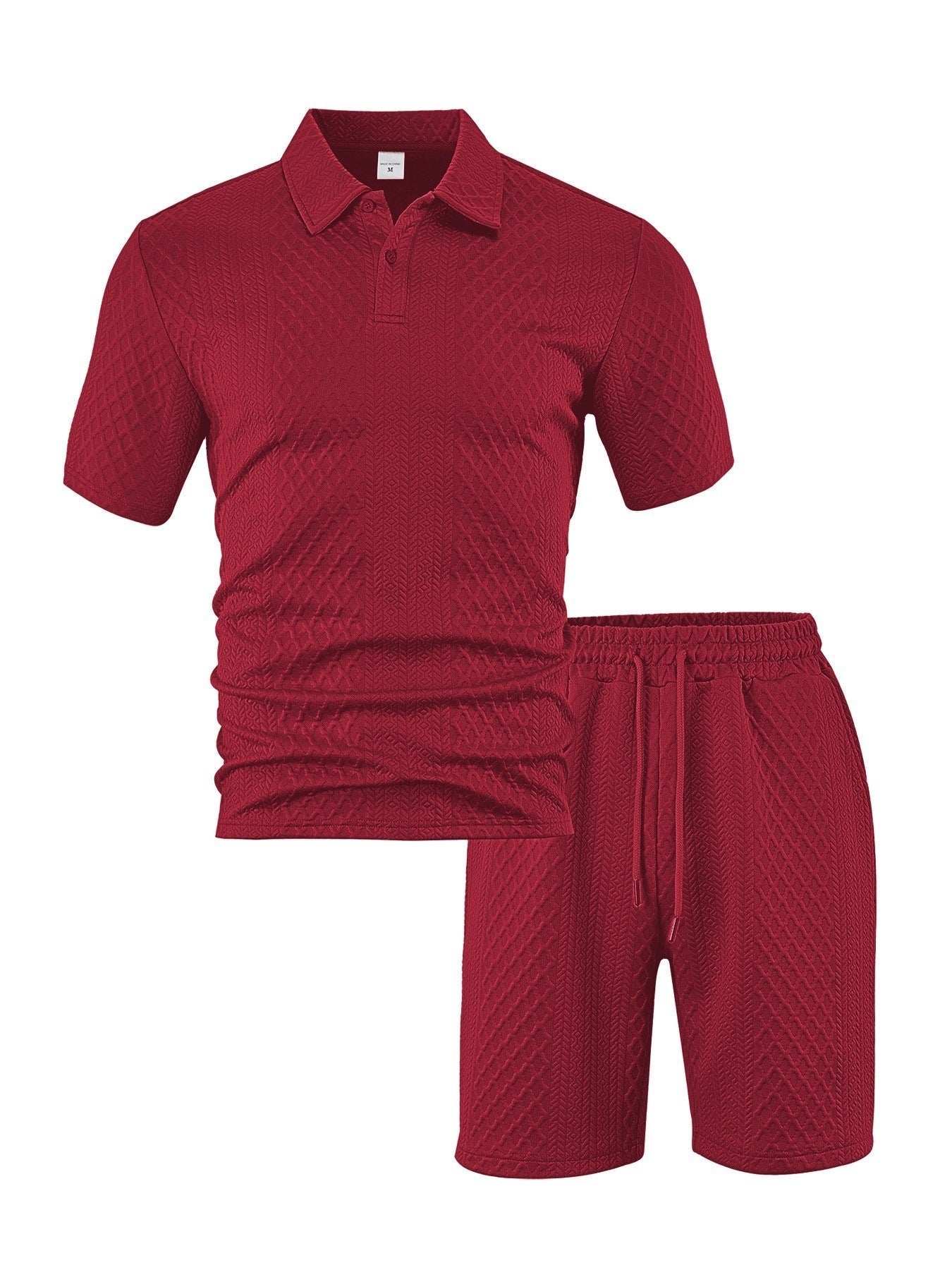 Men's Jacquard Polo Shorts Set