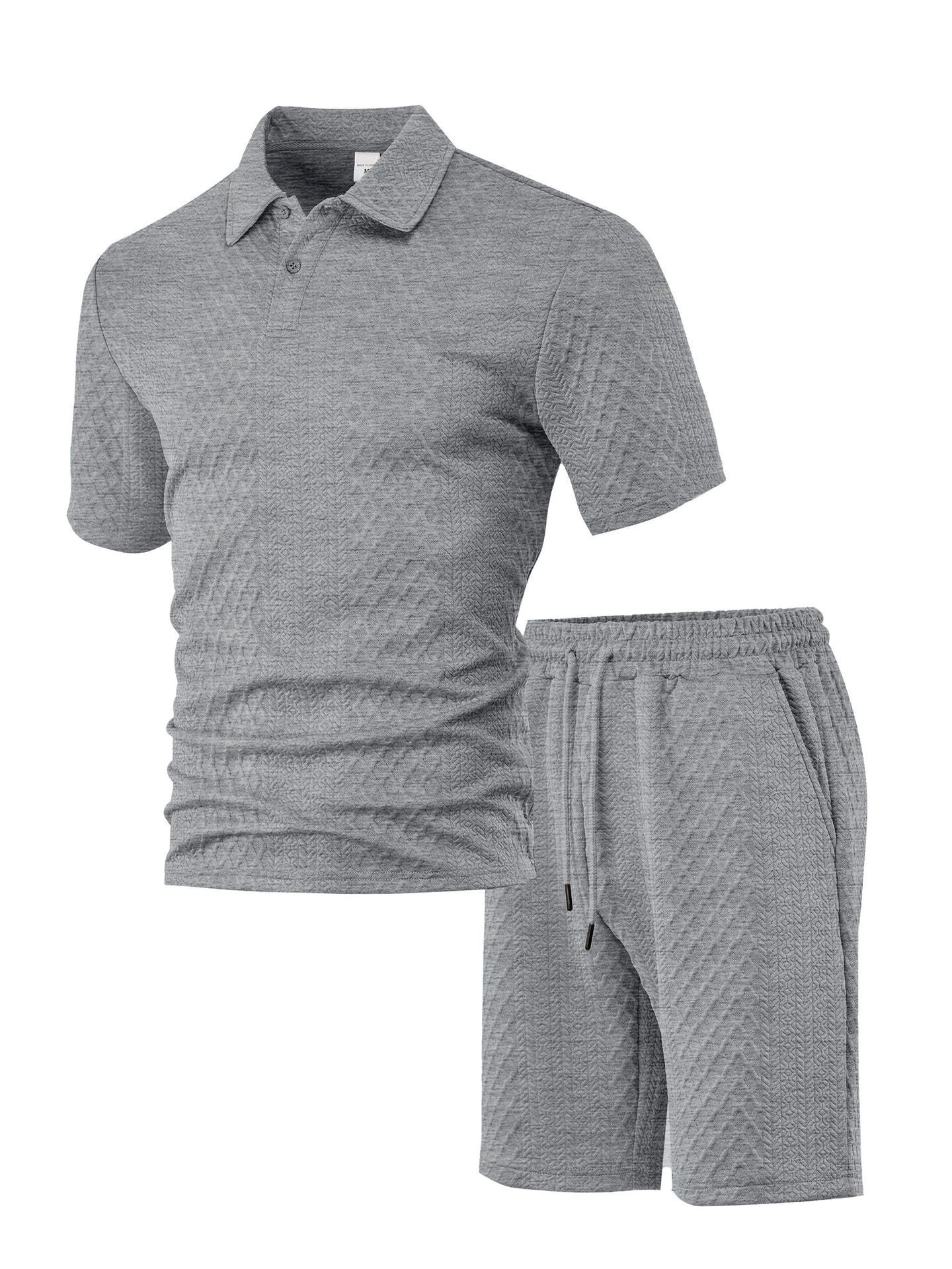 Men's Jacquard Polo Shorts Set